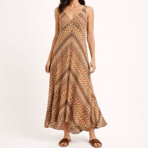 NWT Banana Republic Dress Neutral Autumn Geometric Stripe Knit Size Large VTG